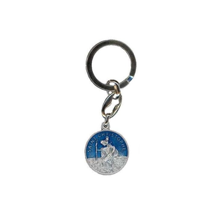 Porte-clés St Christophe bleu + prière