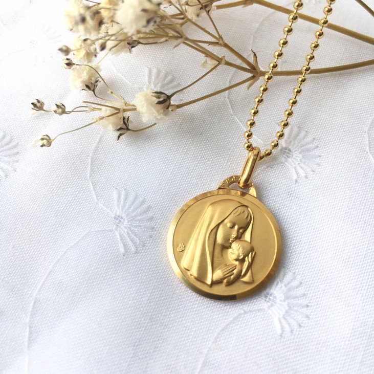 Médaille de la Vierge et l'Enfant - Médaille Vierge et l'Enfant - plaqué or